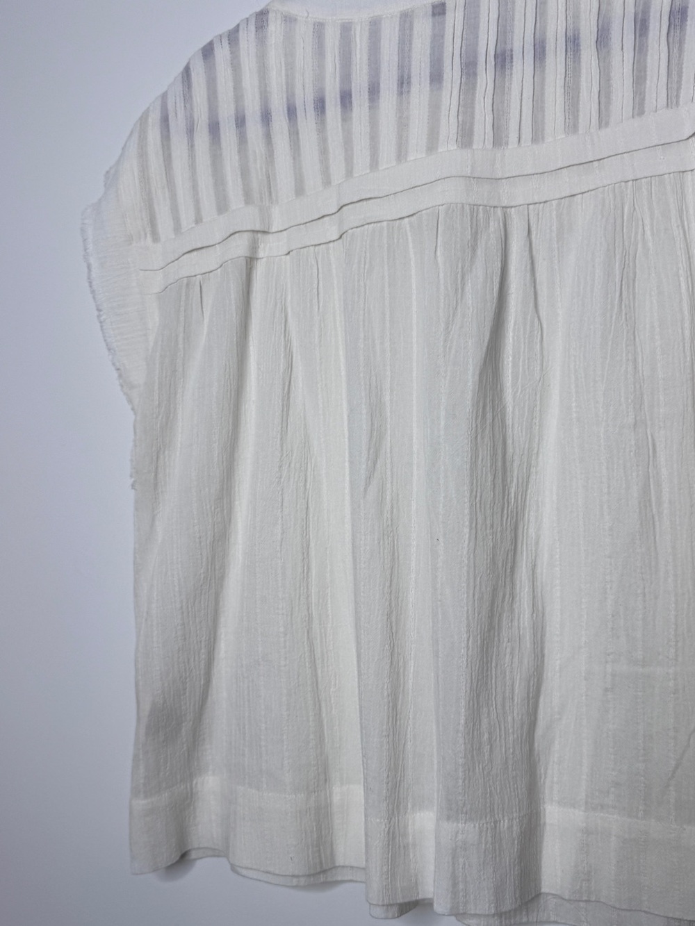 Faherty Cream Semi-Sheer Gauze Henley Blouse L - Picture 6 of 6